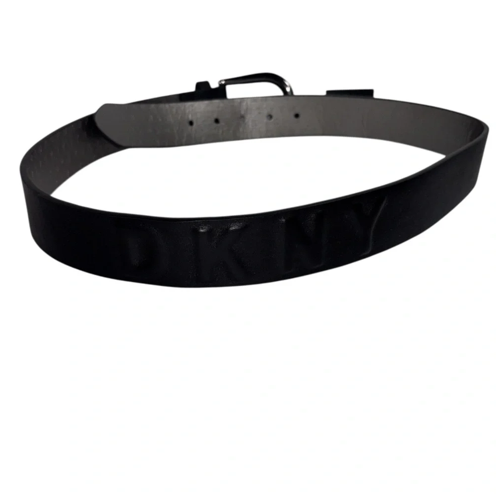 DKNY Belt Black Faux Leather Women’s Size Large Gunmetal Buckle